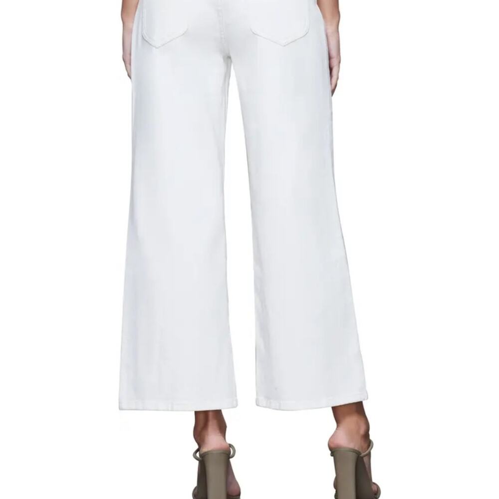 Good American Good Waist Palazzo Crop Pants Ecru 2/26 - Picture 2 of 9